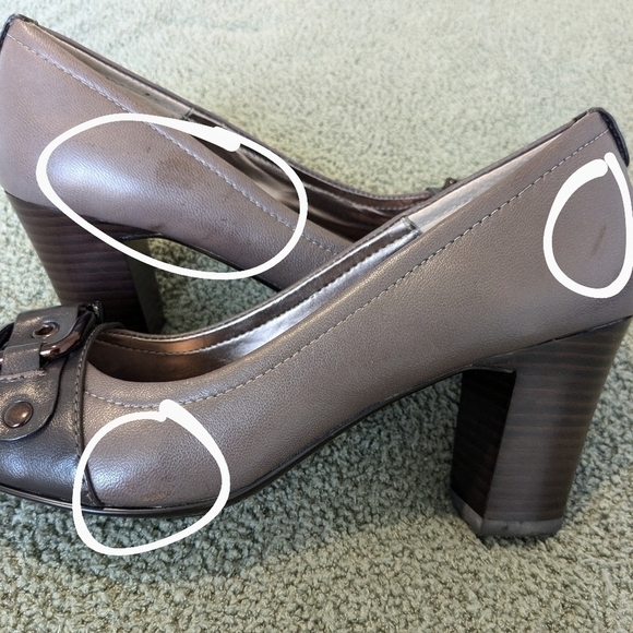 Sofft Taupe Leather Round Toe Buckle Heels Size 8.5 Office Workwear Preppy - Picture 8 of 13